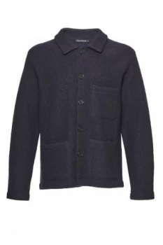 Image of Mens French Connection Boiled Wool Shirt Jacket Marine