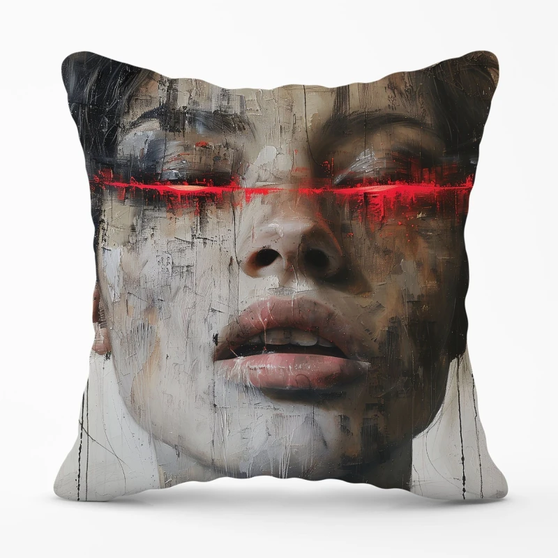 Image of Warren Reed - Designer Abstract Face In Motion Cushions Size: 60cm x 60cm Multicolor Unisex 60cm x 60 cm