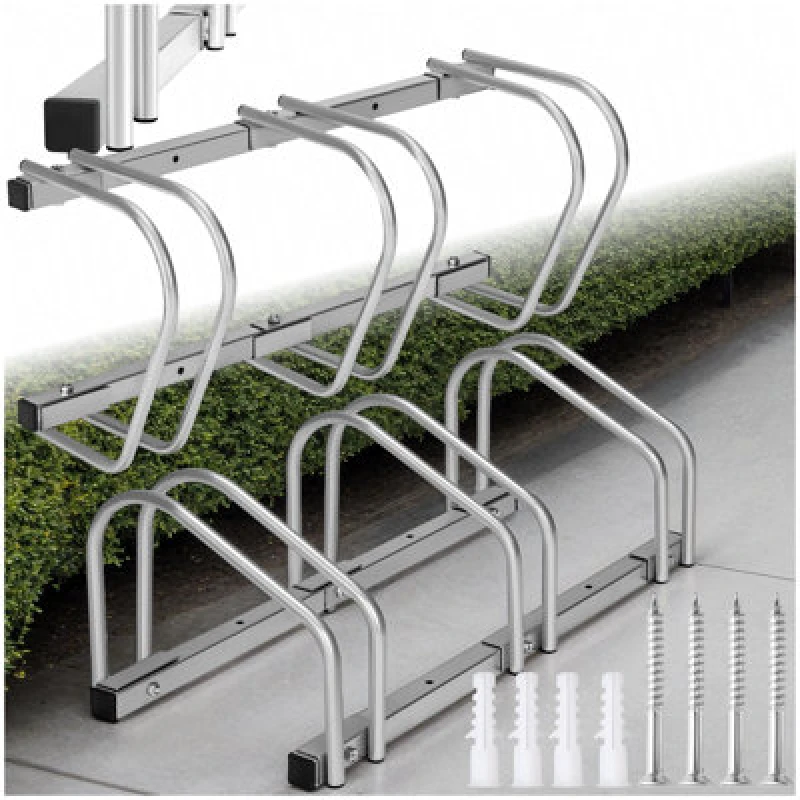 Image of Tectake Bike Rack, For Ground Or Wall-Mounting 3 - Silver