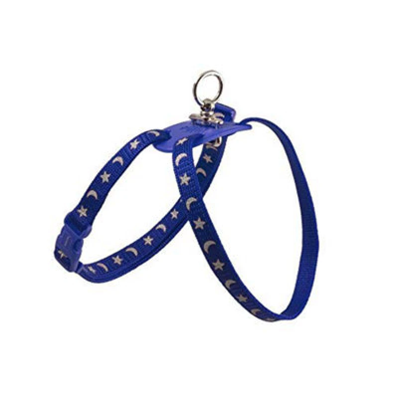 Image of Ancol Blue Comfortable Figure 8 Moon & Stars Durable Nylon Dog Harness Blue unisex