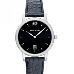 Image of Star Classique Quartz Black Dial Black Leather Mens Watch