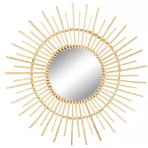 Image of Nicola Spring - Angelica 89.5cm Wooden Rattan Wall Mirror - Brown