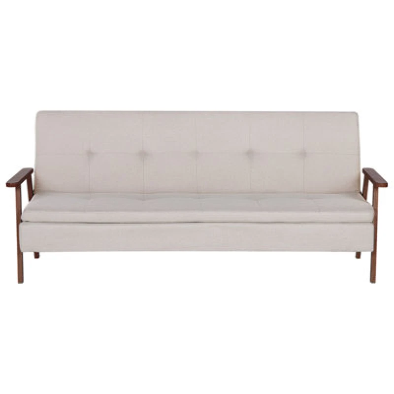 Image of Beliani Sofa Bed 3 Seater Tjorn Fabric Beige