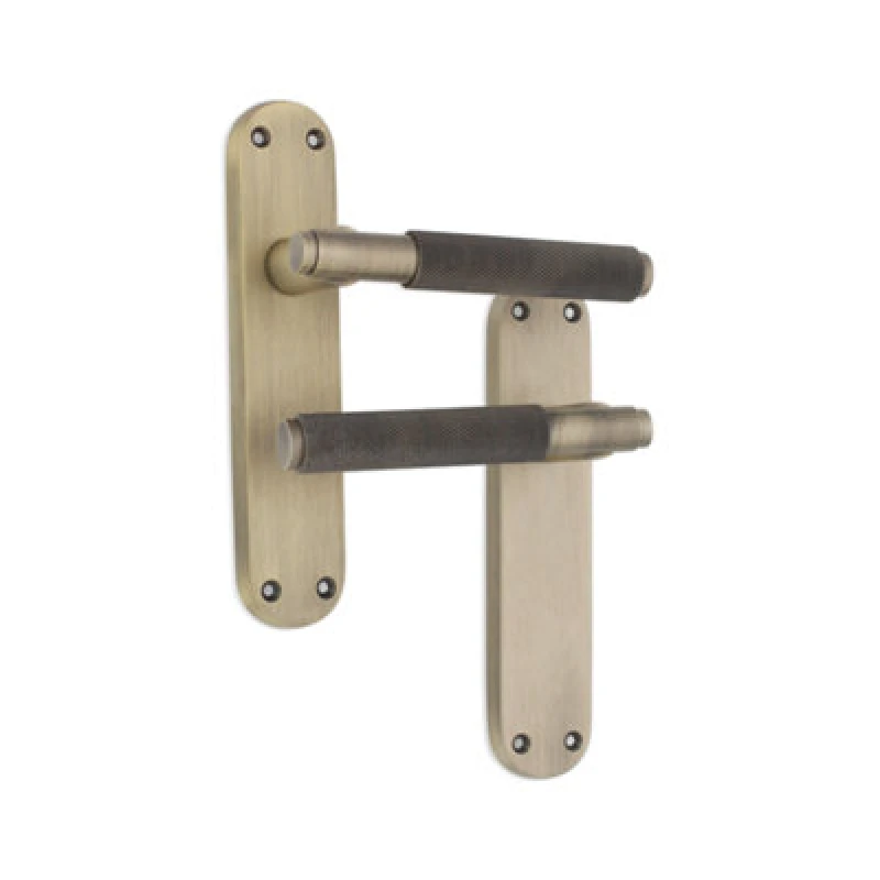 Image of Spira Brass Connaught Knurled Lever On Backplate Latch Matt Antique