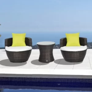 Image of Outsunny 3 Piece Rattan Vase Set Conservatory Patio Outdoor Garden Furniture Chair Stackable Tea Coffee Table