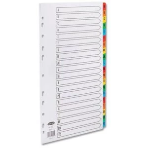 Image of Concord Commercial Index Mylar-reinforced Europunched 20-Part A-Z Coloured Tabs A4 White Ref 09401