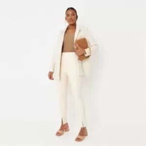 Image of Missguided Hem Pu Leggings - Cream