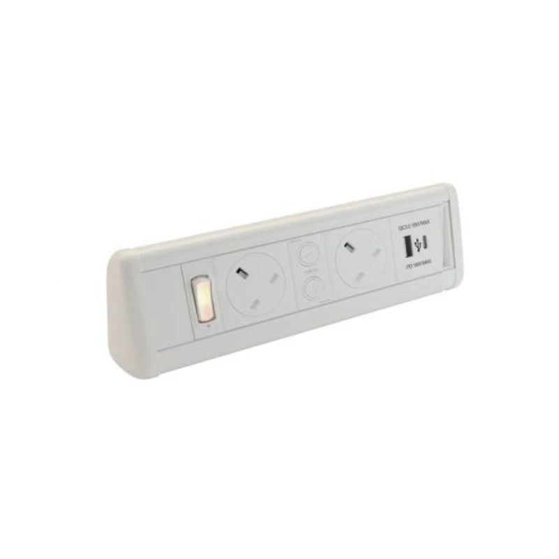Image of POWERDATA P-PACK DESK White 2X POWER - USB A & C - MS