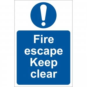 Image of Draper Fire Escape Keep Clear Sign 200mm 300mm Standard