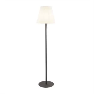 Image of 1 Light Outdoor Floor Lamp Dark Grey, White Shade IP44, E27