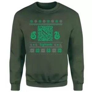 Image of Harry Potter Slytherin Christmas Christmas Jumper - Green - S