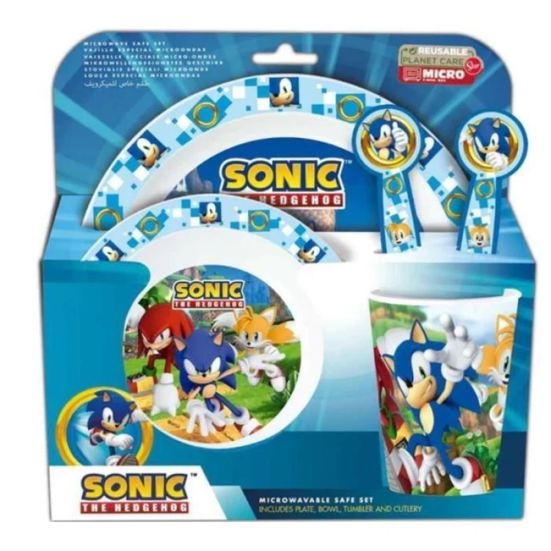 Image of Sonic The Hedgehog Sonic 6 Piece Kids Dinner And Placemat Set Print VYKAN Unisex