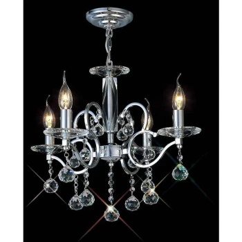 Image of Zinta pendant lamp 4 bulbs polished chrome / crystal
