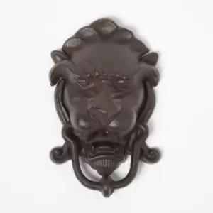 Image of Homescapes - Brown Cast Iron Lion Head Traditional Door Knocker - Brown - Brown - Brown