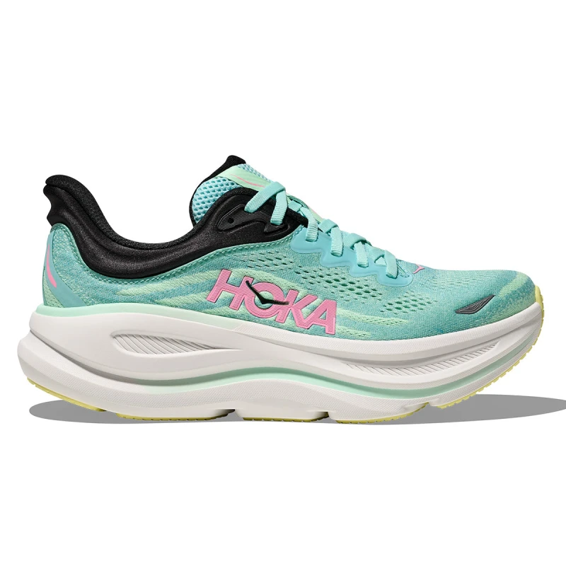 Image of Hoka Bondi 9 Green Pink SS25 Womens Shoes, Size EU 40