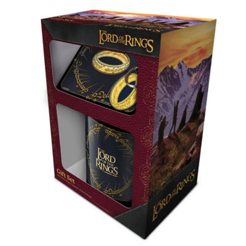 Image of Lord of the Rings Lord of the Rings Mug Coaster And Keychain Set in Black One Size Unisex 5063527642554
