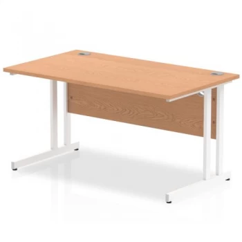 Image of Trexus Rectangular Desk White Cantilever Leg 1400x800mm Oak Ref
