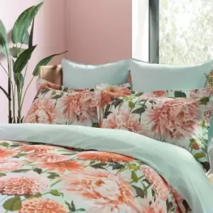 Image of Harlequin Dahlia Single Duvet Cover Set, Coral