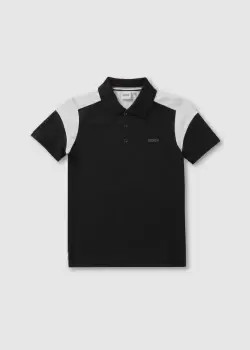 Image of Boss Kids Logo Collar Polo Shirt In Black