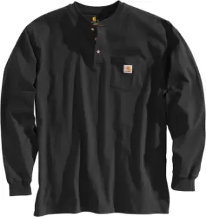 Image of Carhartt Workwear Pocket Henley Longsleeve Shirt, black, Size S, black, Size S