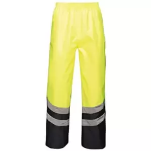Image of Regatta Unisex Hi Vis Pro Reflective Work Over Trousers (M) (Yellow/Navy) - Yellow/Navy