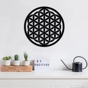 Image of Flower Of Life 3 Black Decorative Metal Wall Accessory