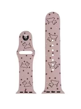 Image of Radley Ladies Pink Printed Printed Dog Silicone Apple Watch Strap