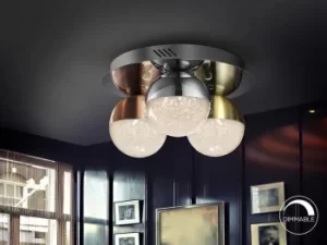 Image of Sphere Integrated LED Dimmable Flush Ceiling Light Chrome, Brass, Copper