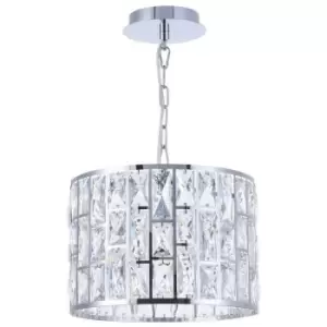 Image of Maytoni Lighting - Gelid Chandelier Cylindrical Pendant Chrome & Crystal, 1 Light, E27