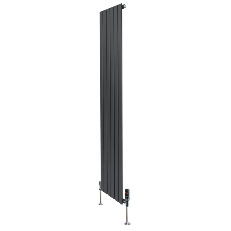 Image of Monstershop Flat Single Column Radiator & Valves - 1800mm x 420mm - Anthracite in Grey Grey Unisex