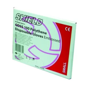 Image of Shield Embossed Polythene Gloves For Black Dispenser Large (Pack of 100) GD55