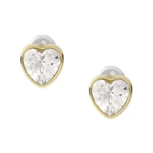 Image of Ladies Fossil Sutton Valentine Heart Gold-Tone Stainless Steel Stud Earrings