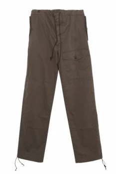 Image of Mens French Connection Pigment Peached Cotton Loose Trousers Moss Green