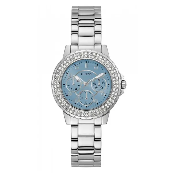 Image of Guess Watches Ladies Crown Jewel Stainless Steel Silver Watch GW0410L1