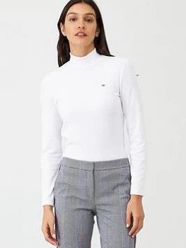 Image of Tommy Jeans High Neck Long Sleeve Top - White