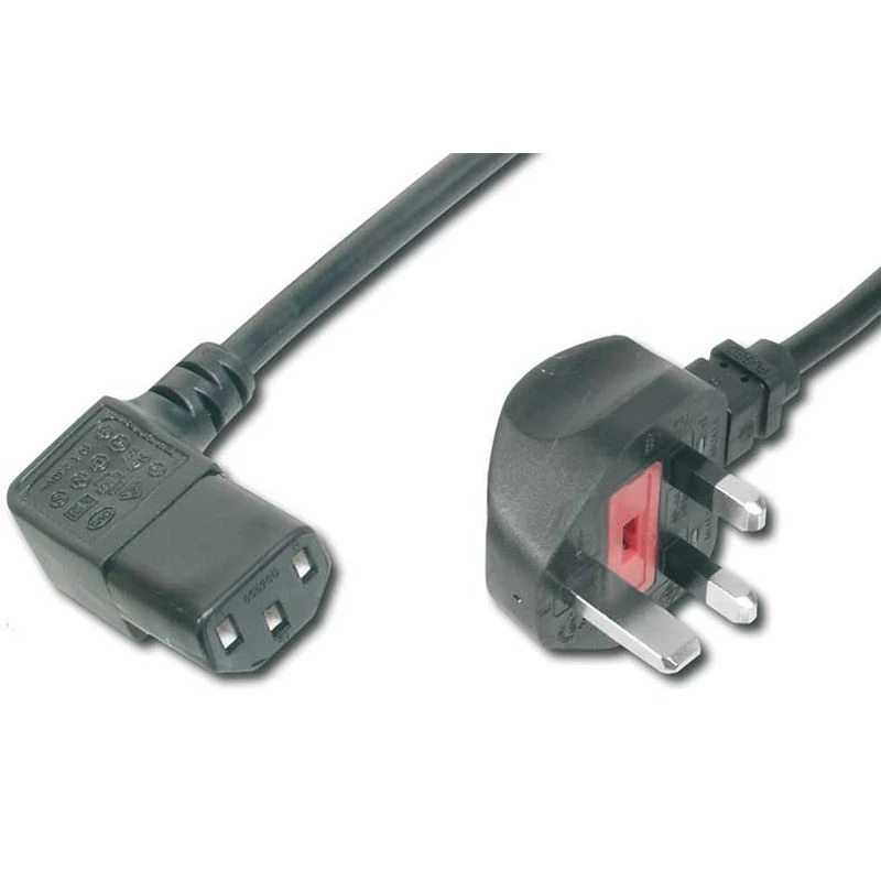 Image of FDL 2M UK MAINS CABLE - UK PLUG TO RIGHT ANGLED IEC C13 SOCKET