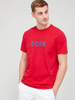 Image of BOSS Logo Swim T-Shirt - Red , Red, Size S, Men