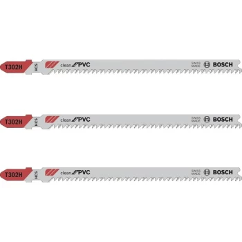 Image of Bosch T302 H Clean for PVC Jigsaw Blades, Pack of 3