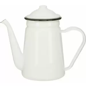 Image of White Coffee Pot White Fancy Pot White Curved Handle And Gooseneck Shaped Mouth For Minimal Spillage Coffee and Tea Pot 1.0 Litre 19 x 21 x 11