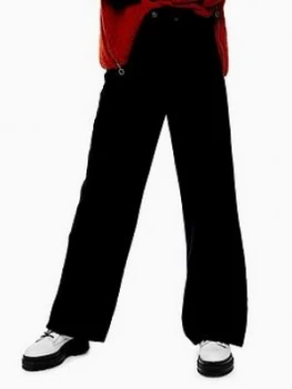 Image of Topshop Cord Slim Wide Leg Jeans - Black