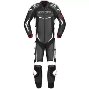Image of Spidi Track Wind Pro One Piece Motorcycle Leather Suit, black-white, Size 52, black-white, Size 52