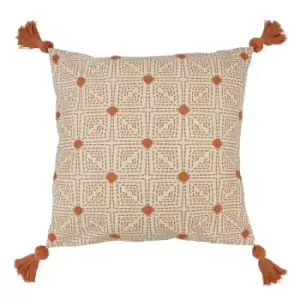 Image of Chia Tufted Cotton Cushion Coral / 50 x 50cm / Polyester Filled