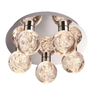 Image of Versa LED 5 Light Bathroom Flush Chrome, Acrylic Bubble Effect IP44