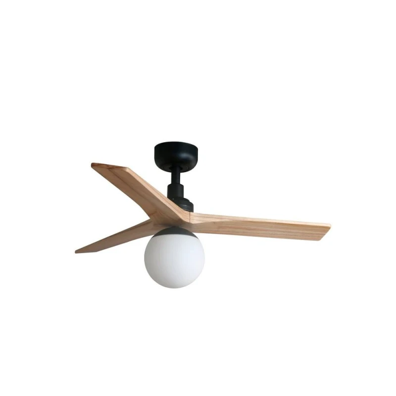 Image of Netlighting Klim Small Black Light Pine Wood Ceiling Fan DC E27 6 Speed Black Unisex