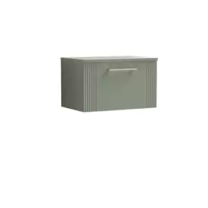 Image of Nuie Deco 600mm Wall Hung Single Drawer Vanity & Worktop - Satin Reed Green