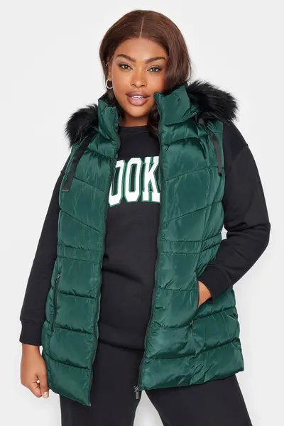 Image of Yours Padded Gilet Green