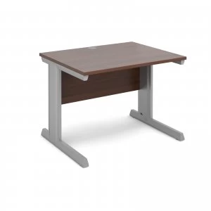 Image of Vivo Straight Desk 1000mm x 800mm - Silver Frame Walnut Top