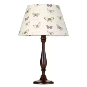 Image of Table Lamp Large Tall Turned Wood Base Shade Not Included Walnut LED E27 60w