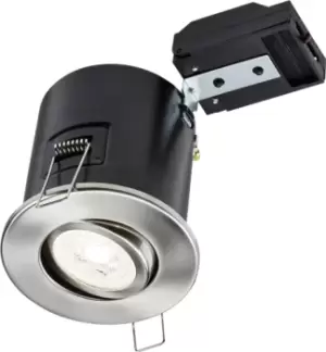 Image of KnightsBridge 230V IP20 Tilt GU10 Fire-Rated Downlight - Brushed Chrome