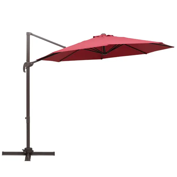 Image of Outsunny Outdoor Market Patio Umbrella with Crank, Tilt, and 8 Ribs Red